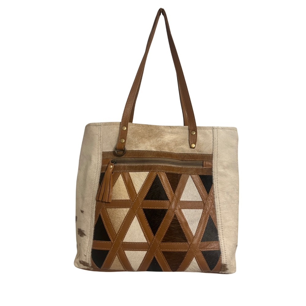 DAKOTA PLAINS HAIR-ON HIDE CANVAS cow hide Tote Bag purse Cowgirl Lainey Ella